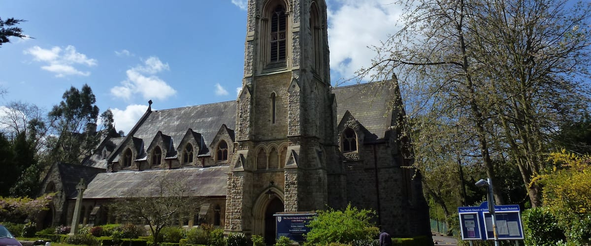 St Stephen's parish church, College Road, South Dulwich, London SE21, seen from the northeast