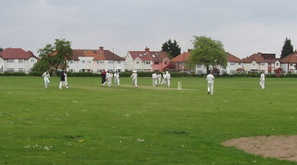 Sunday cricket, North Acton Recreation Ground. One of three cricket matches in progress on these playing fields.
