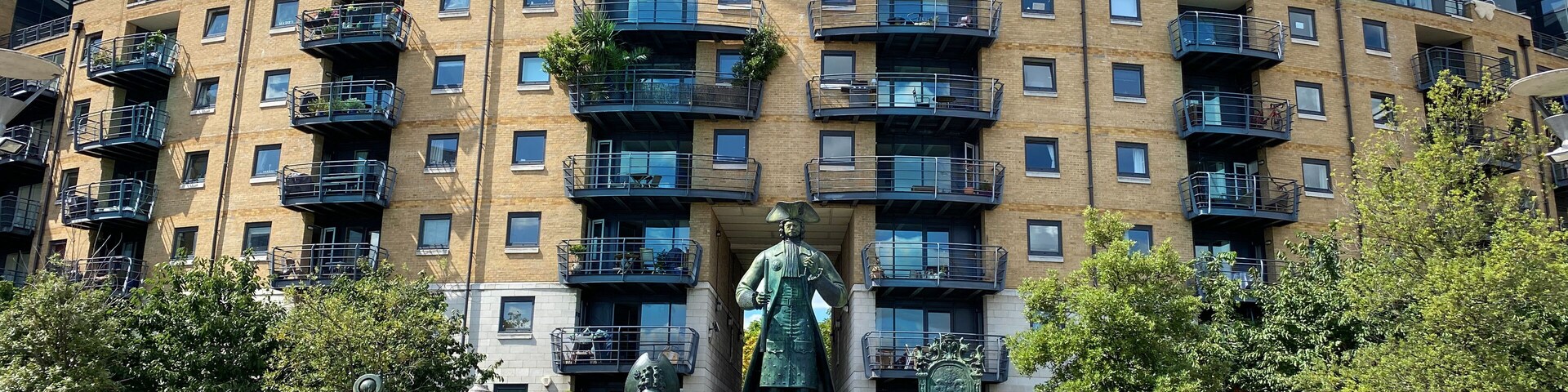 Historical Peter the Great Statue monument of Deptford region on the Thames riverside in London