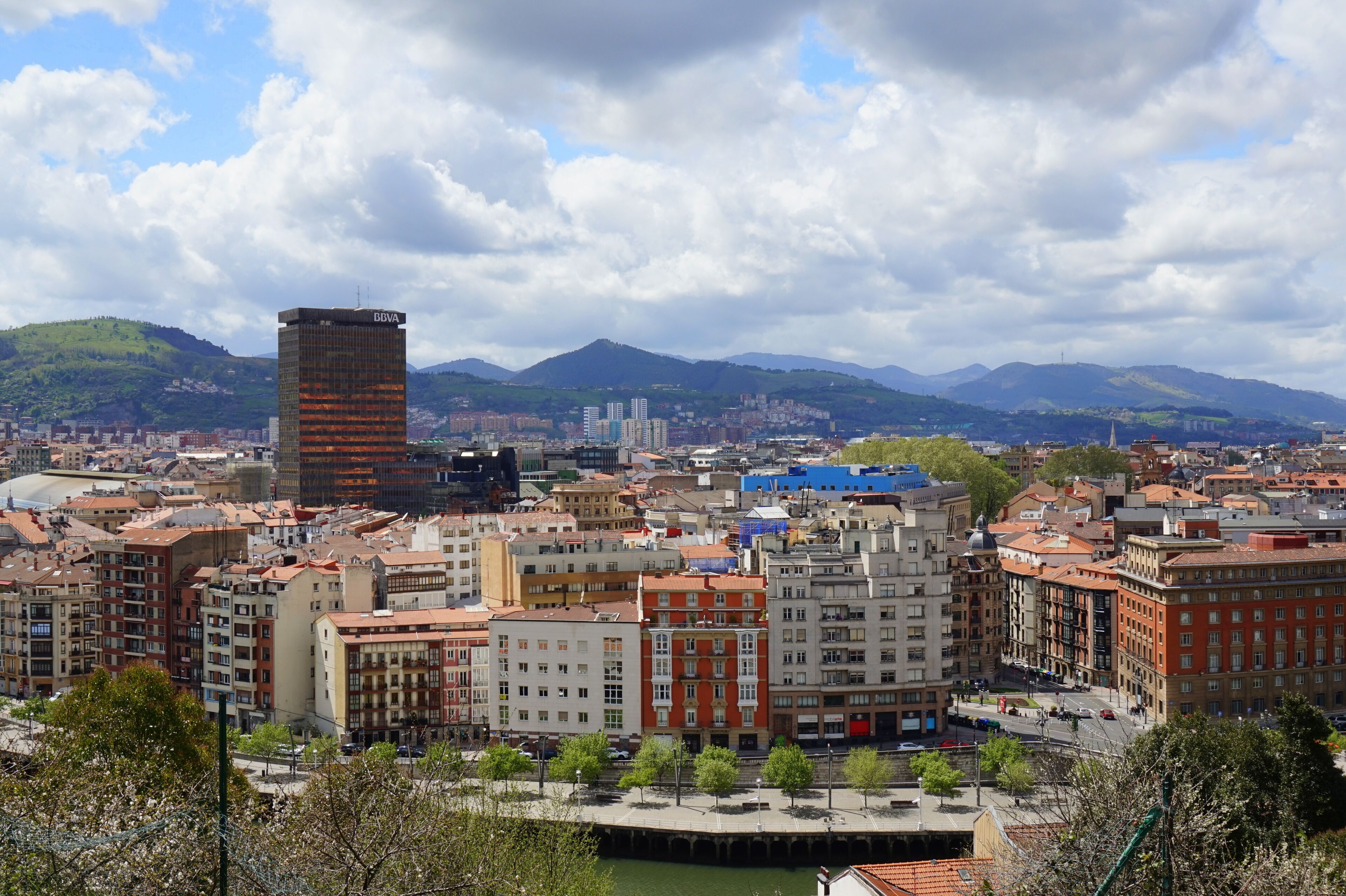 Bilbao city skyline from Etxebarria Park