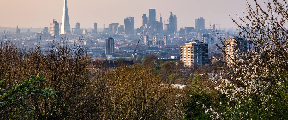 View over London's city centre from One Tree Hill in South-East London