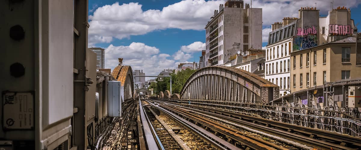 Subway track at Grenelle station, Paris.