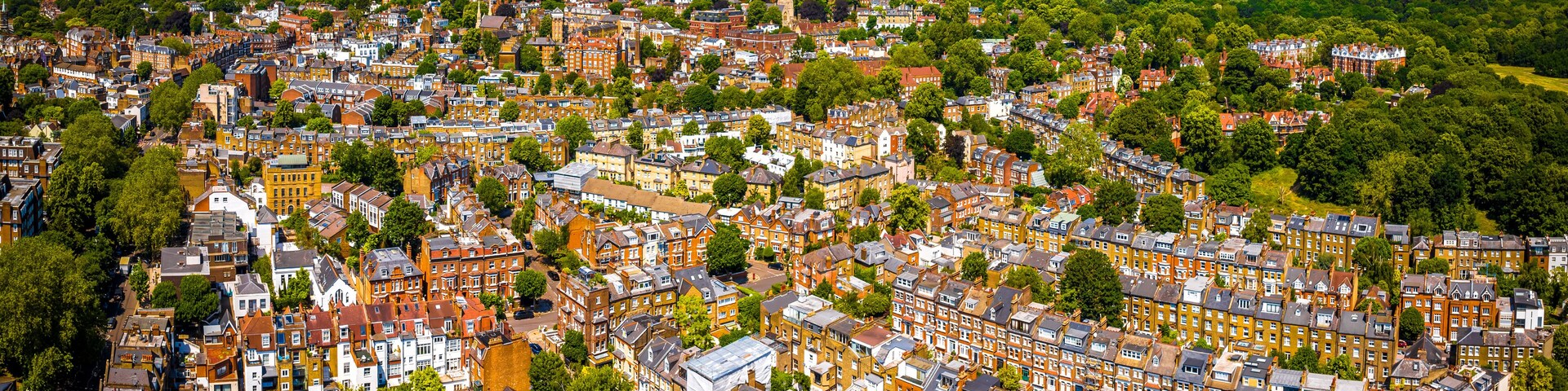 Aerial view of Belsize Park, a residential area of Hampstead in the London Borough of Camden, England
