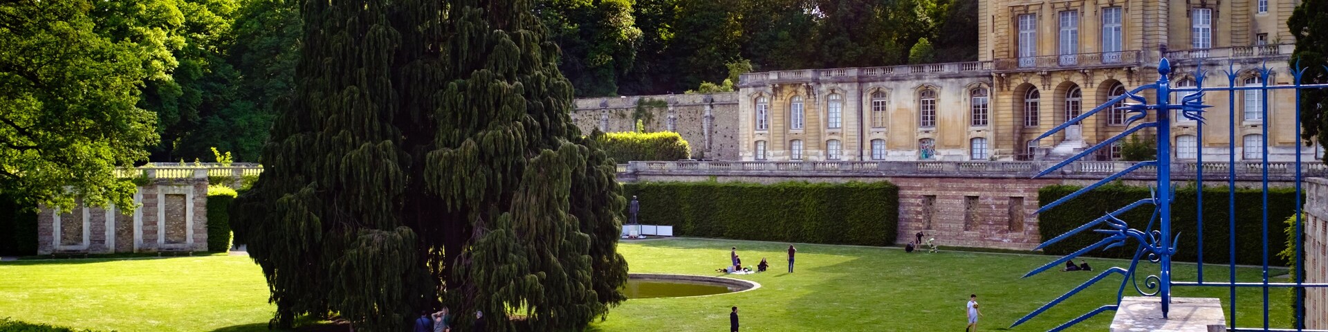 Public park view near old Meudon observatory, France on sunset