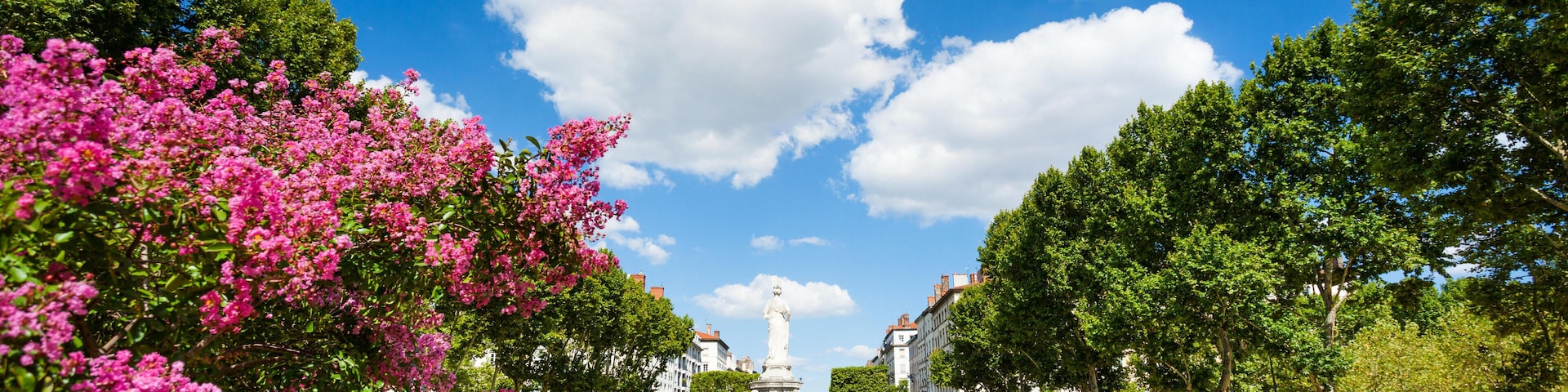 P0CGAB Place du Marechal Lyautey with its fountain Morand in springtime, Lyon, France