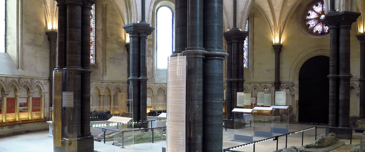 Temple Church, London, England. Interior of the Round Church. Wikidata has entry Q1429312 with data related to this item.