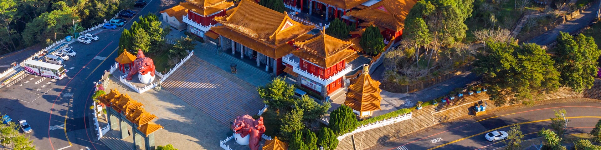 Aerial view of Wenwu temple at Sun moon lake, Taiwan.