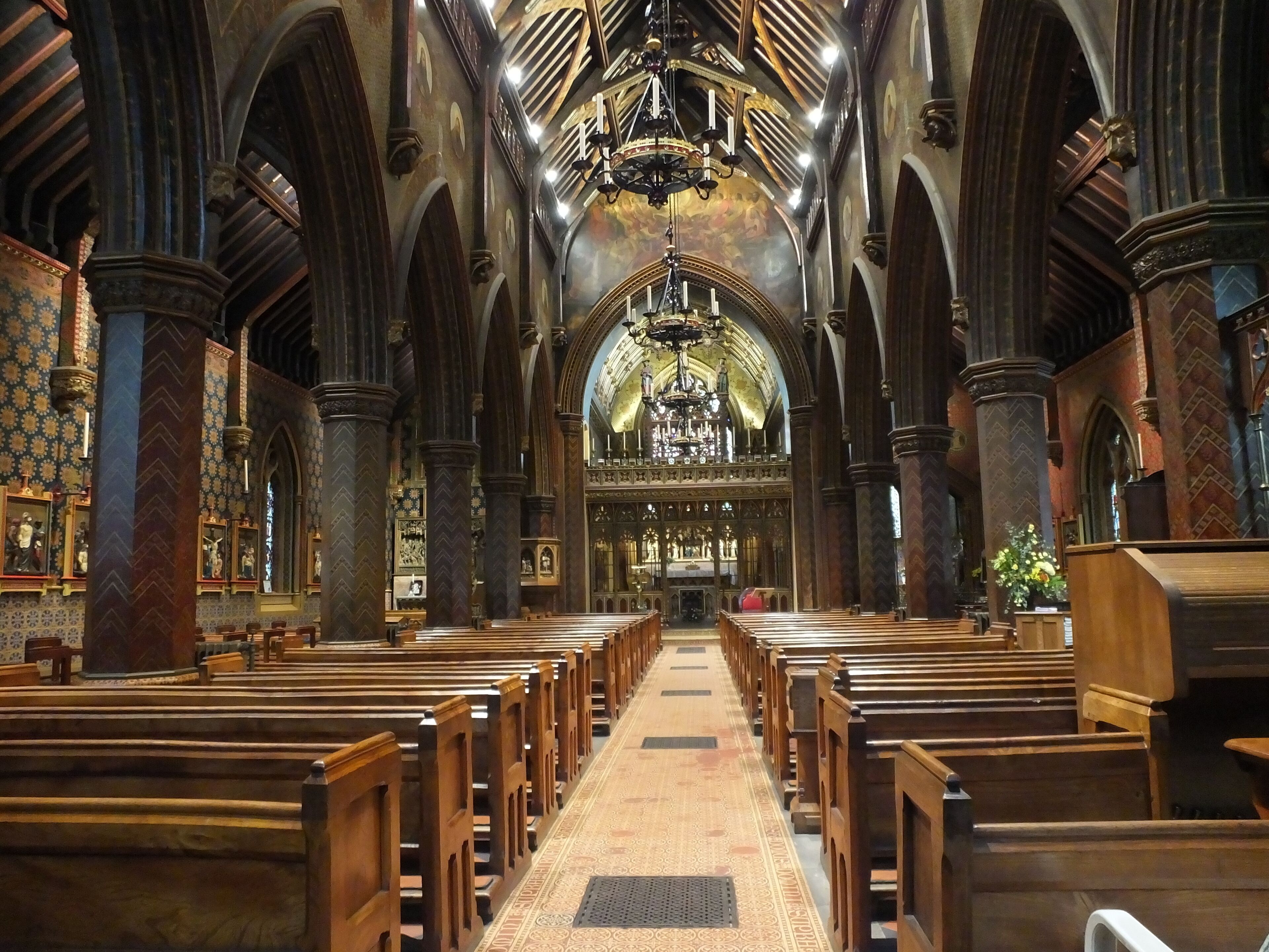 St. Giles' Church, Cheadle is a Grade I listed Roman Catholic church, designed by Pugin in Cheadle, Staffordshire. It is designed in the Gothic revival style in 1841. The nave