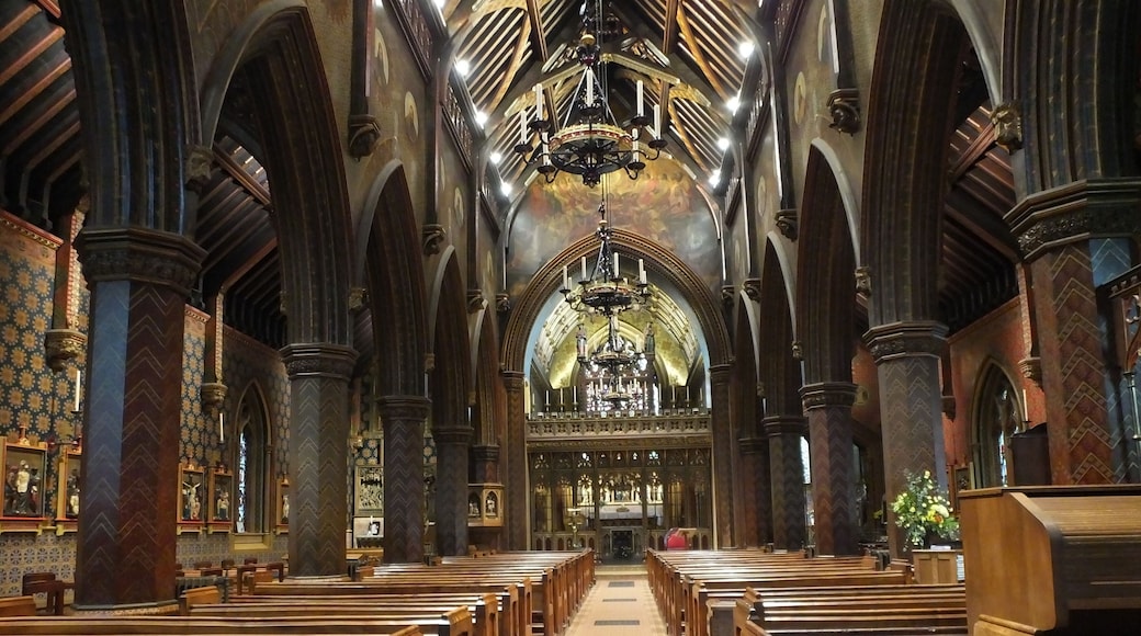 St. Giles' Church, Cheadle is a Grade I listed Roman Catholic church, designed by Pugin in Cheadle, Staffordshire. It is designed in the Gothic revival style in 1841. The nave