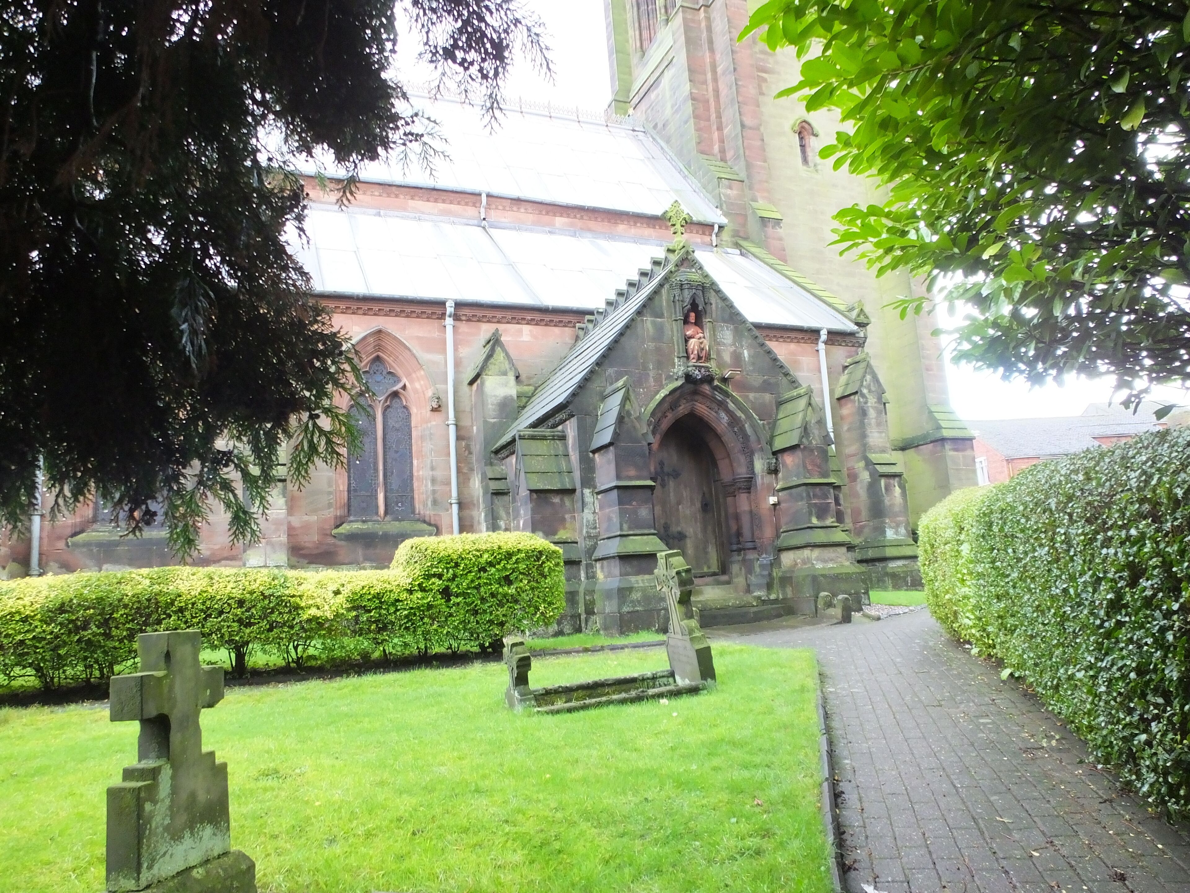 St. Giles' Church, Cheadle is a Grade I listed Roman Catholic church, designed by Pugin in Cheadle, Staffordshire. It is designed in the Gothic revival style in 1841. Exterior detail