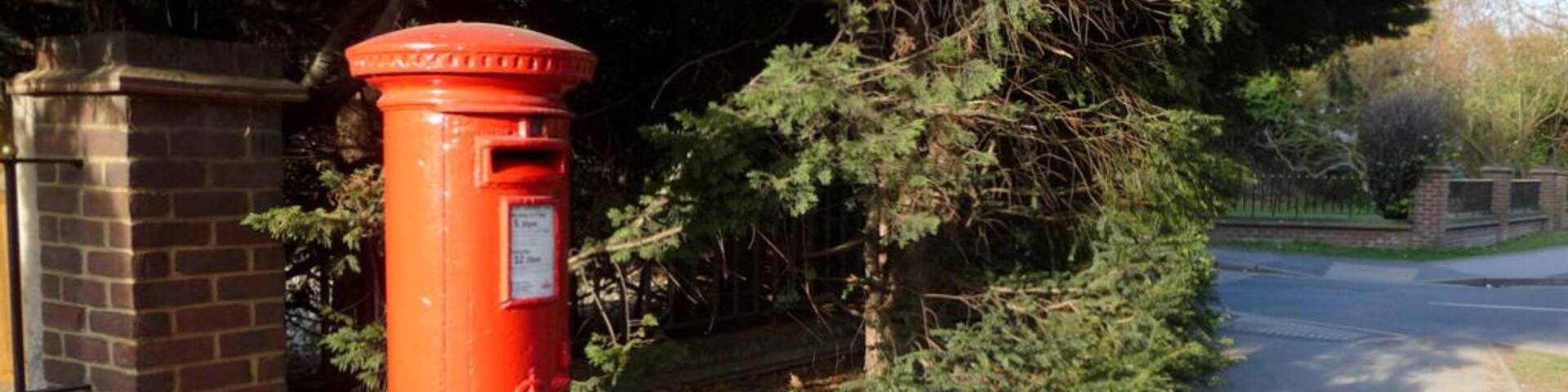George V Pillar Box, Chessington Road, Ewell, Surrey As seen in the late afternoon sunshine.