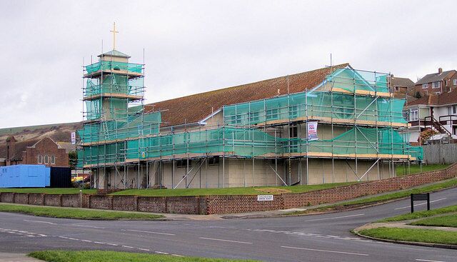 St Nicholas Church under Restoration, Saltdean Built in 1952 in Saltdean Vale