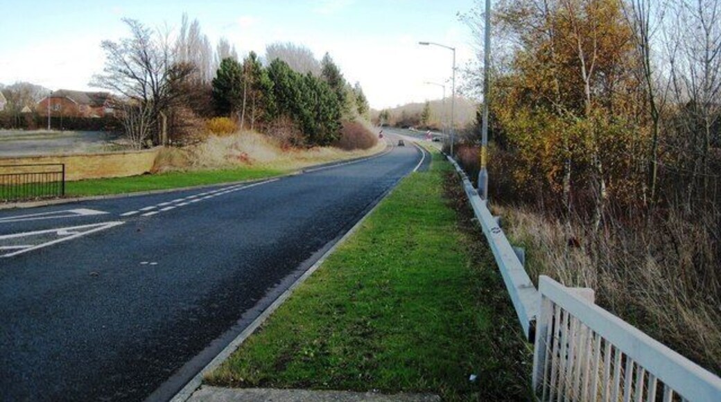 Entry slip road from A172 onto east-bound A174(T) The slip road shown in this picture runs along-side the Marton Country Club which lies just to the left of where the above photograph was taken. This entry point to the east-bound A174(T) road allows traffic to travel in the direction of Redcar.