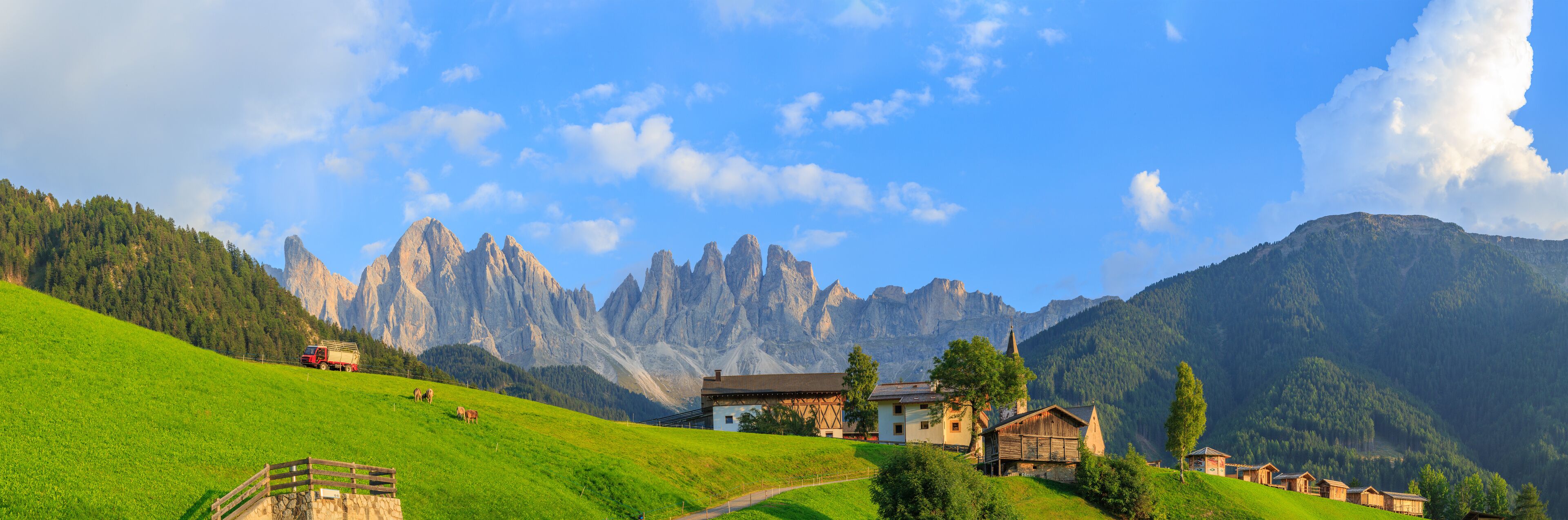 Santa Maddalena at sunset, Dolomites, Italy

