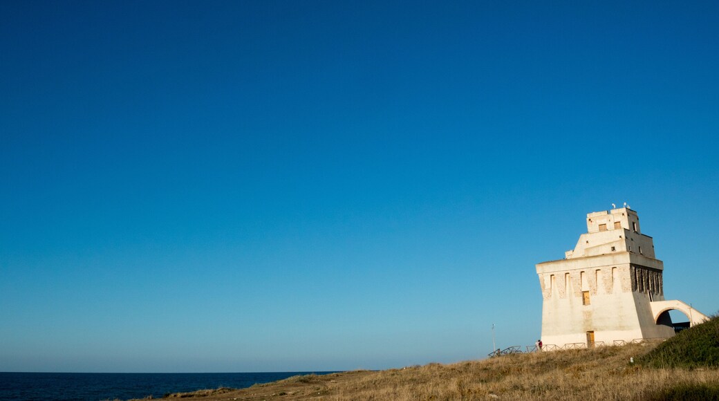 Torre Mileto of Lesina. coastal tower on adriatic sea. San Nicandro Garganico, Foggia, Apulia, Italy