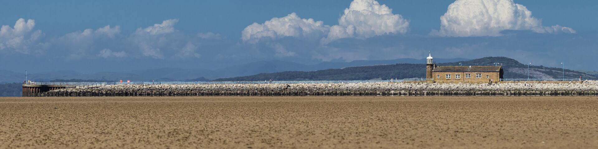 Lighthouse on Pier of Morecambe Bay in United Kingdom