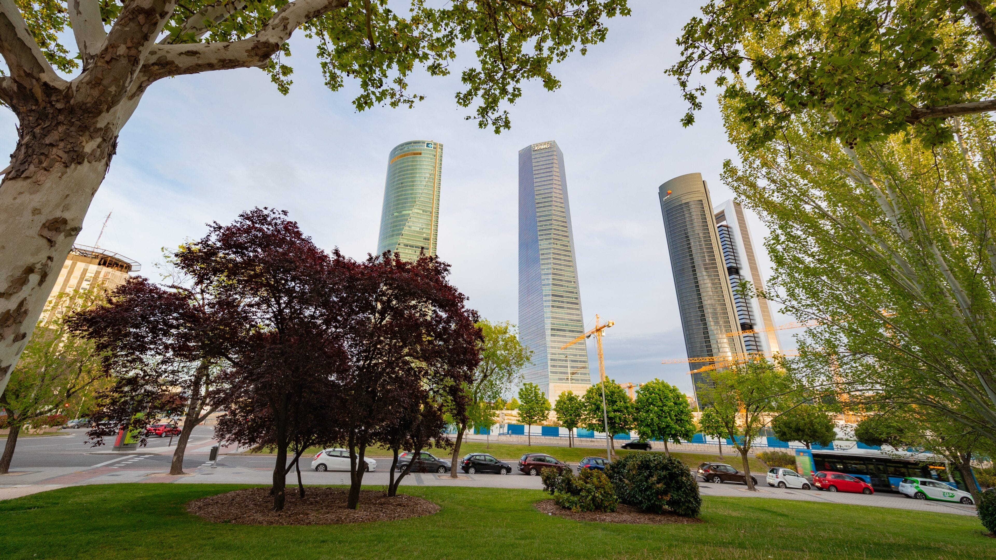 Four Towers Business Area which includes a skyscraper and a garden