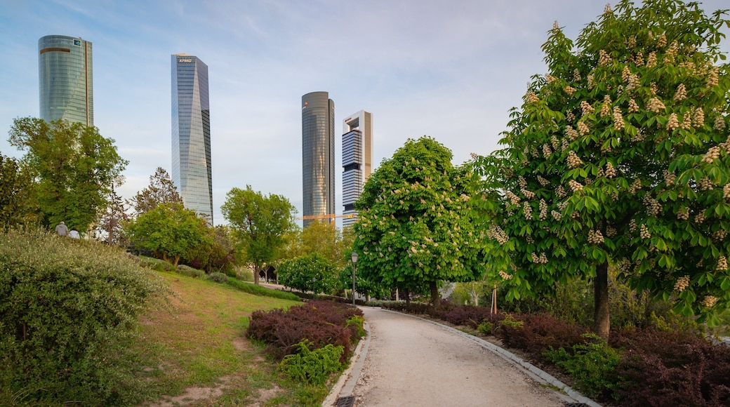 Four Towers Business Area which includes a skyscraper and a garden