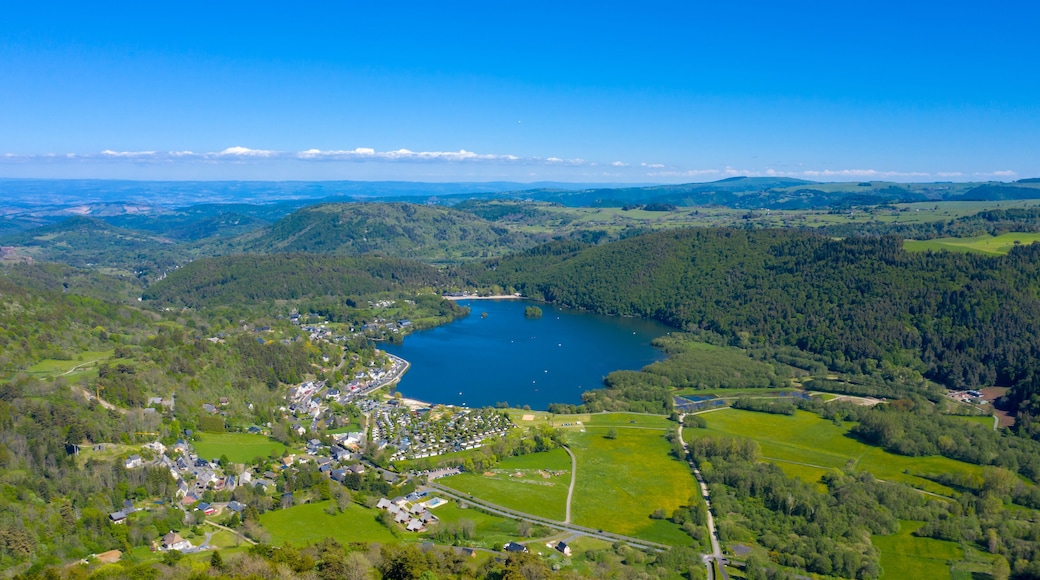 lac chambon, auvergne in france, aerial view