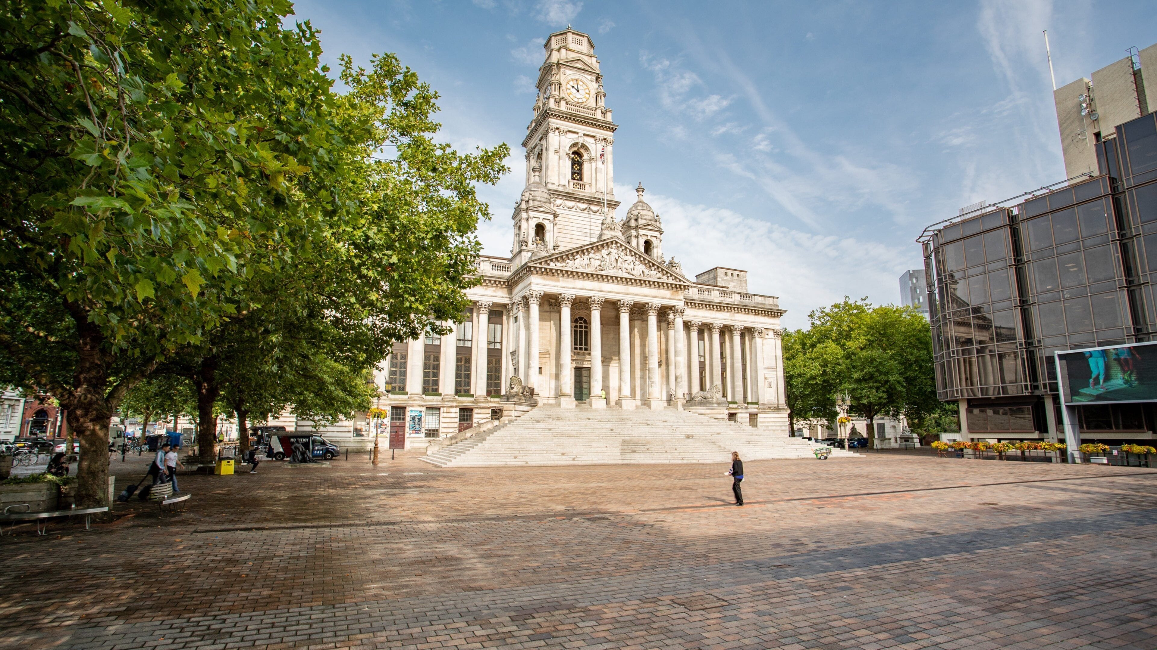 Portsmouth Guildhall showing a square or plaza and heritage architecture