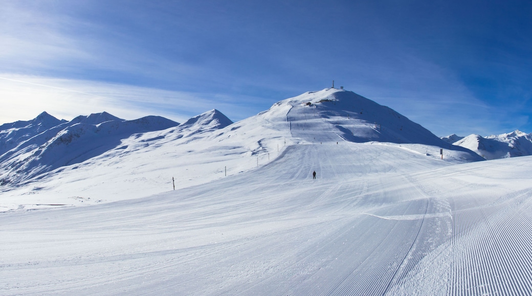 stunning view of skiing resort in Alps. Livigno, Italy