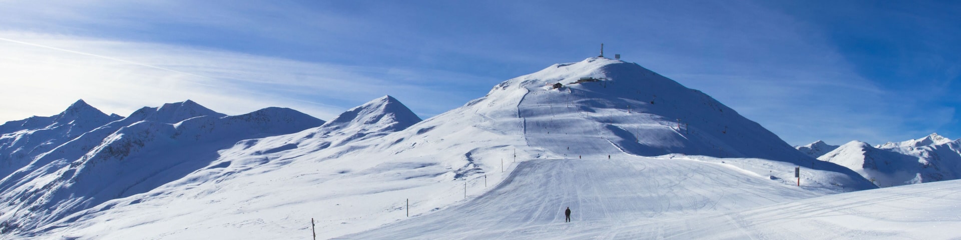 stunning view of skiing resort in Alps. Livigno, Italy