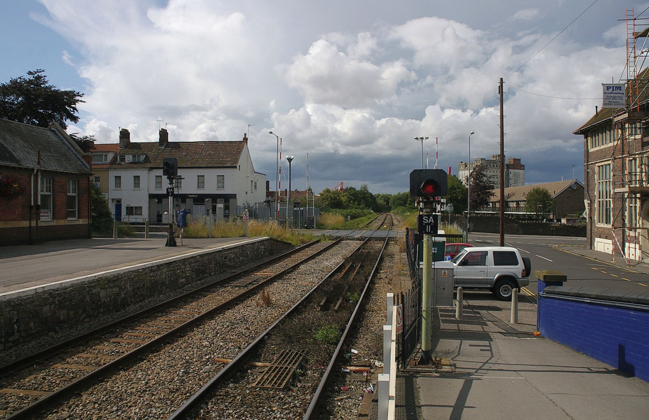 Looking westwards from Avonmouth railway station in Bristol.