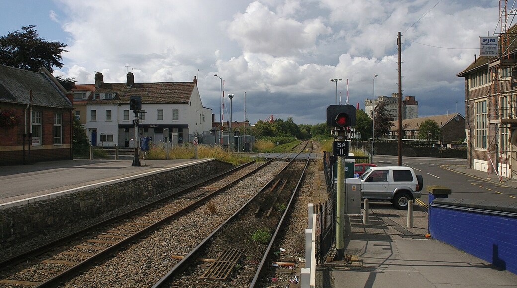 Looking westwards from Avonmouth railway station in Bristol.