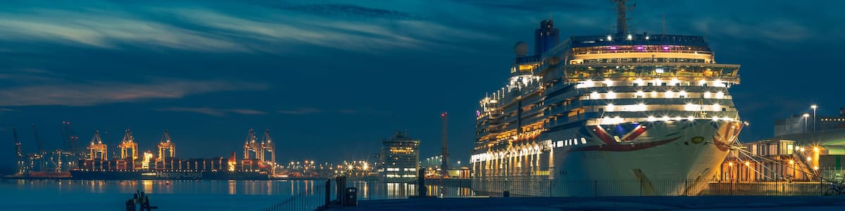 A cruise ship in Mayflower Terminal in Southampton, UK