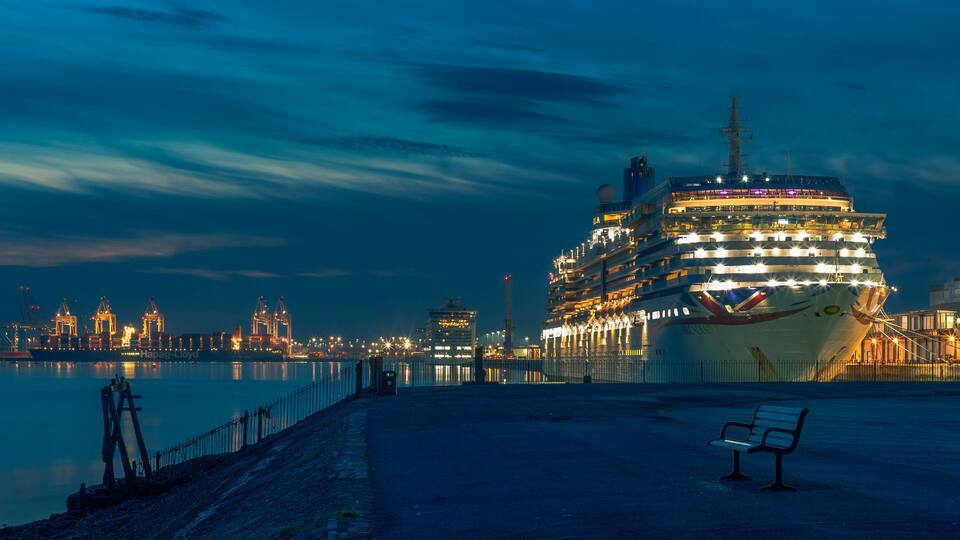 A cruise ship in Mayflower Terminal in Southampton, UK