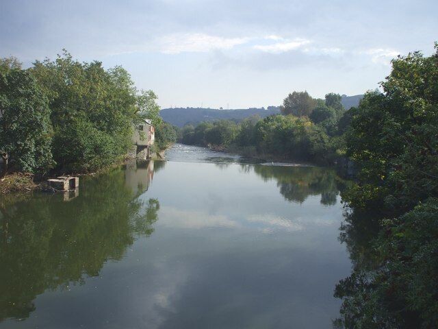 The Taff from the footbridge, Trefforest