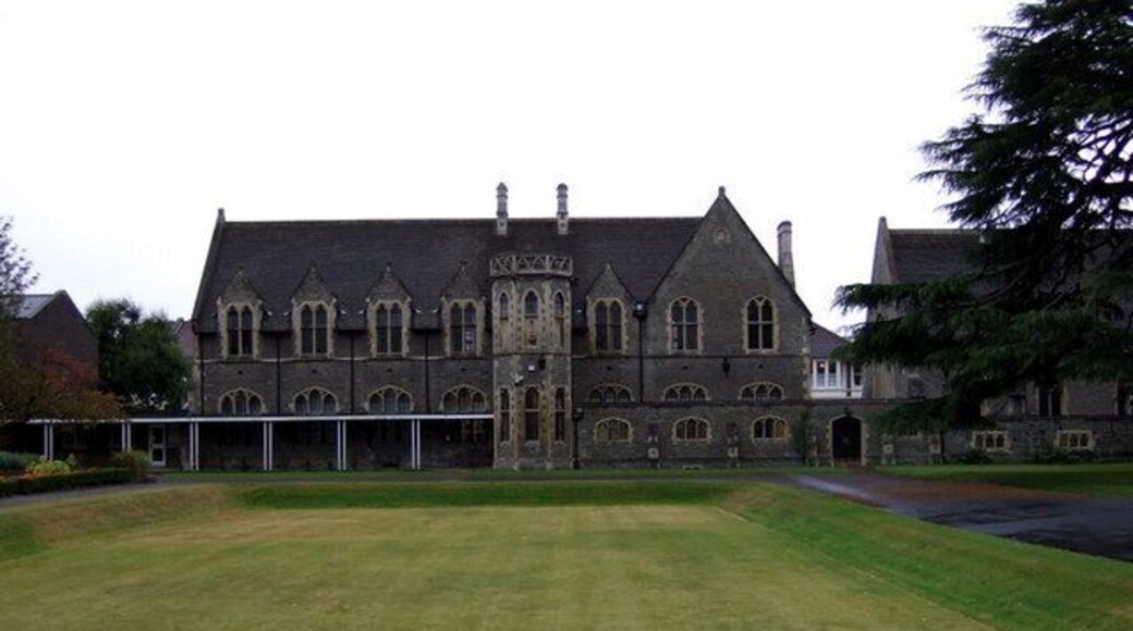 St Matthias, south side The Victorian Gothic buildings with baronial touches range around three sides of the campus. The more modern additions extend to the north.