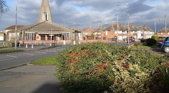 St Thomas More Church, Sheldon, Birmingham, England. This impressive Roman Catholic church is situated on the corner of Sheaf Lane and Three Horseshoes Lane.