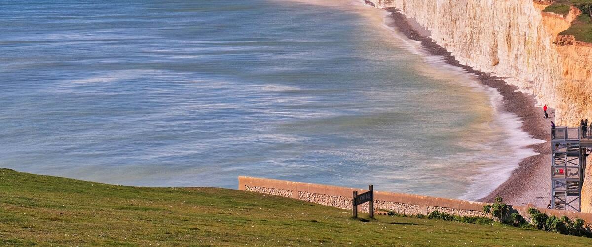A view of the Seven Sisters from Birling Gap in East Sussex. Being a National Trust location thereâs plenty of room to park along with information on walks in the area.