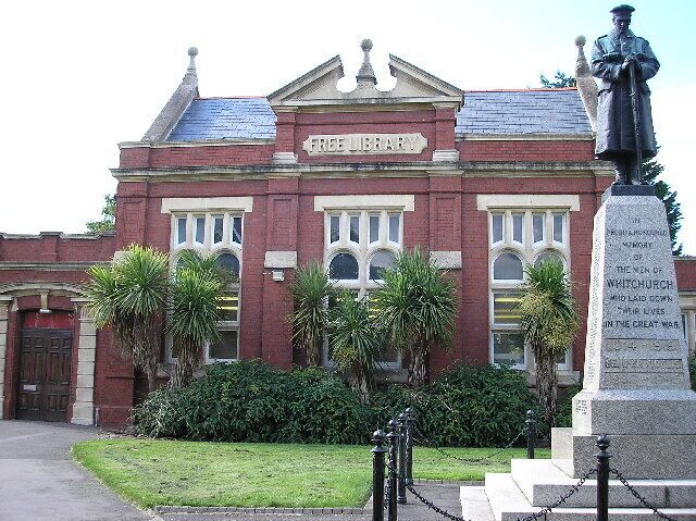 Whitchurch Free Library and War Memorial at the junction of Park and Velindre Roads, Cardiff, Wales