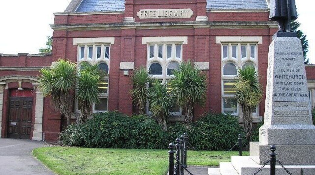 Whitchurch Free Library and War Memorial at the junction of Park and Velindre Roads, Cardiff, Wales