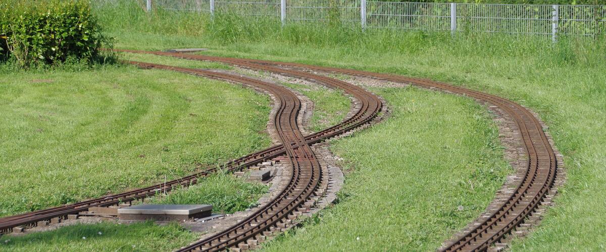 Tracks for the Roxbourne (miniature) Railway in Ruislip, London.