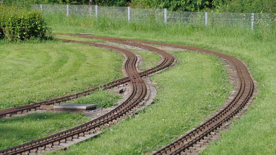 Tracks for the Roxbourne (miniature) Railway in Ruislip, London.