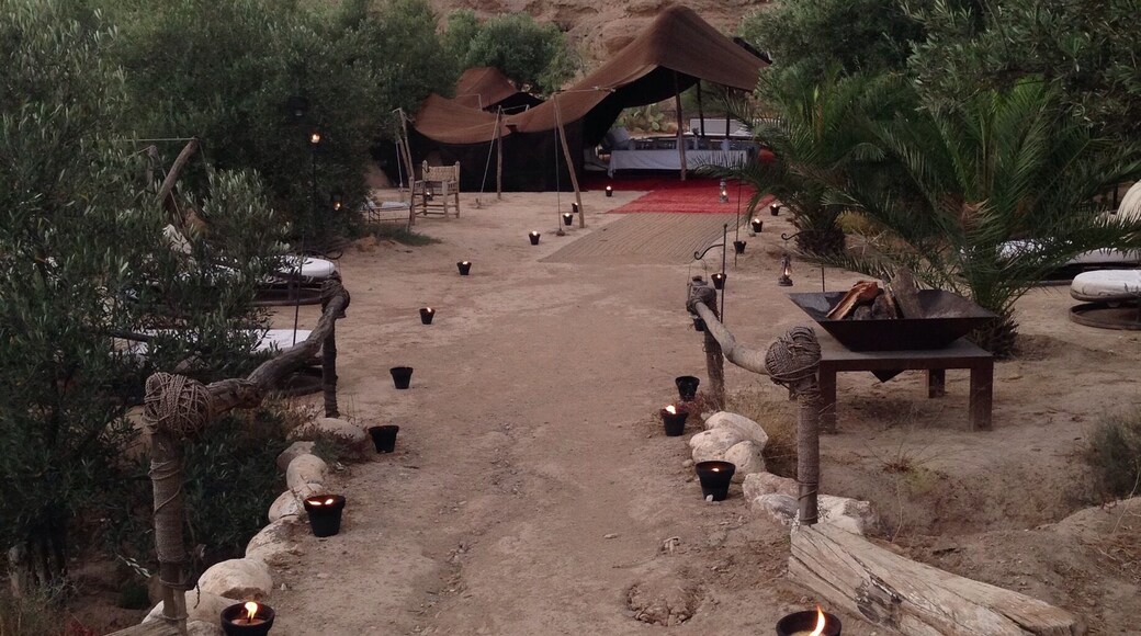 A 4 course dinner out in the desert outside Marrakech under canvas and stars. An amazing experience - well worth the hour drive out there (bumpy road included) and the price.