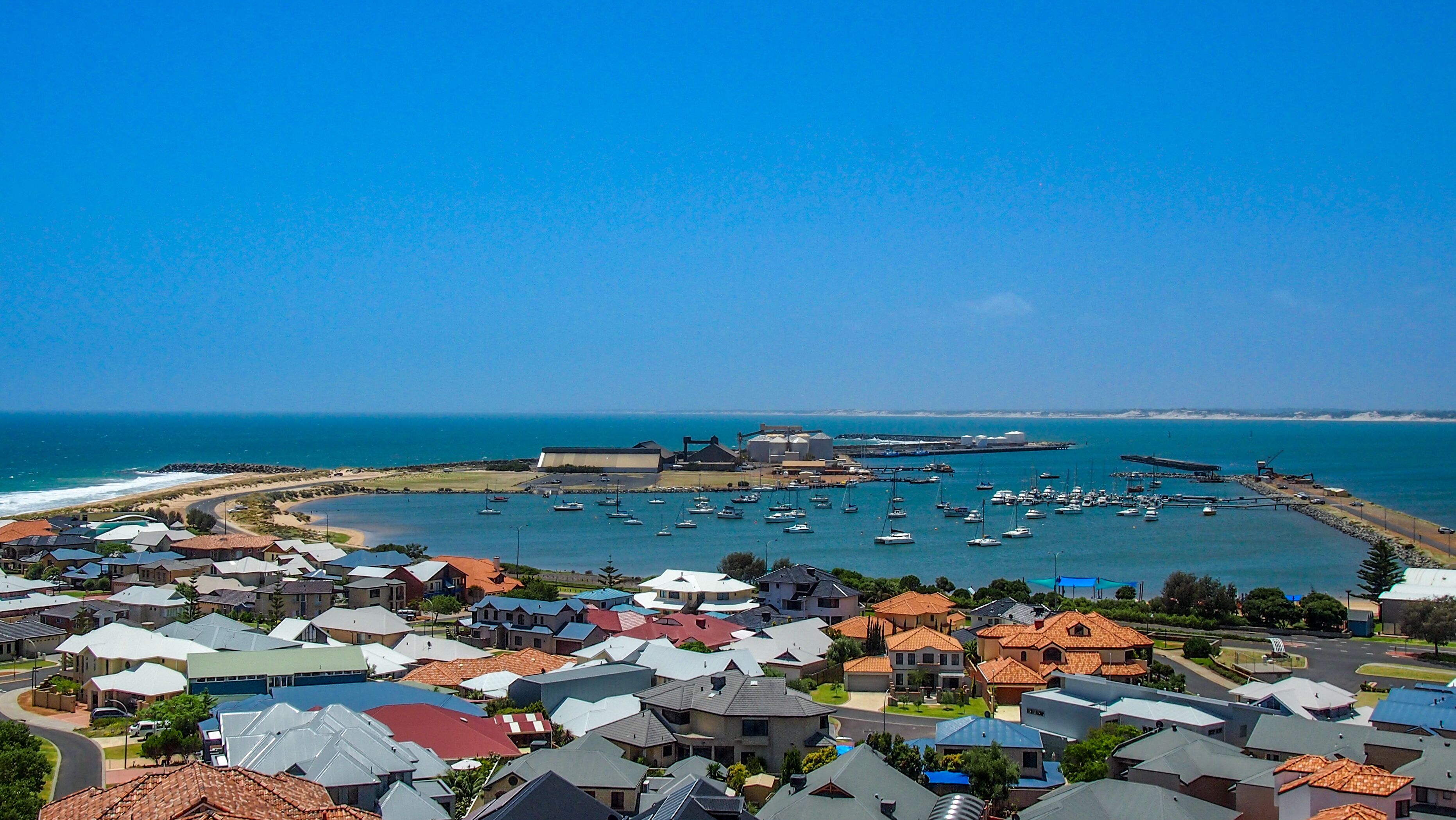 Beautiful view over Bunbury in Western Australia on a sunny summer day