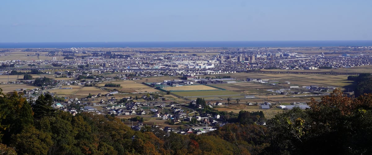 高台からみた地方の町の風景(宮城県仙台市、名取市、岩沼市)/The view of around Sendai, Natori and Iwanuma city in Japan