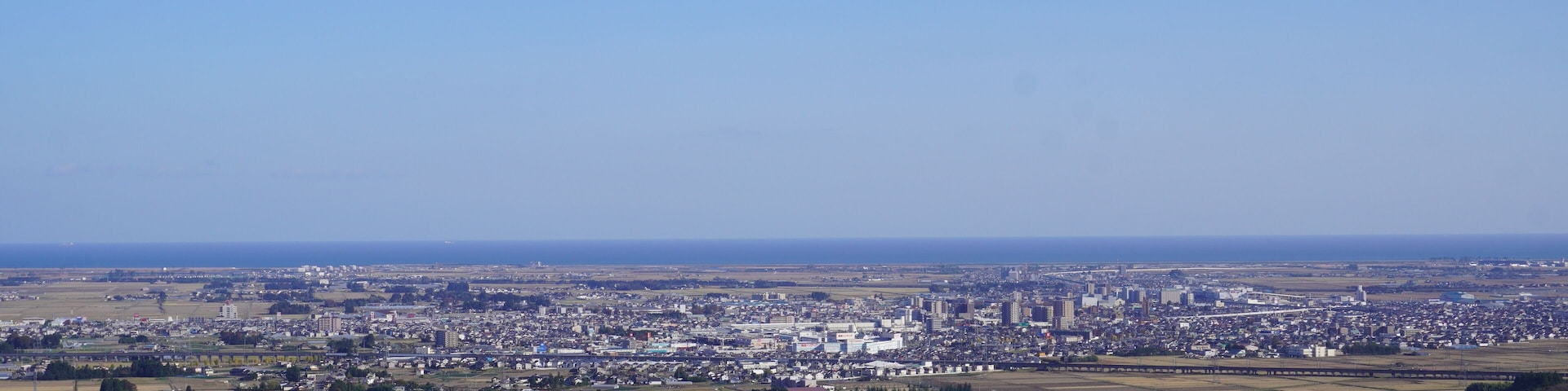 高台からみた地方の町の風景(宮城県仙台市、名取市、岩沼市)/The view of around Sendai, Natori and Iwanuma city in Japan