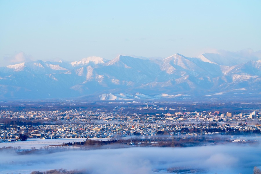 KY0BCG Hidaka mountain range and Obihiro City, Hokkaido, Japan