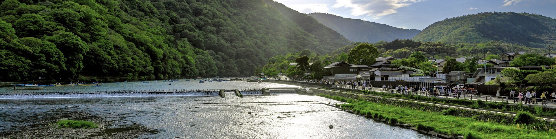Katsura river and the mountain at arashiyama of kyoto
