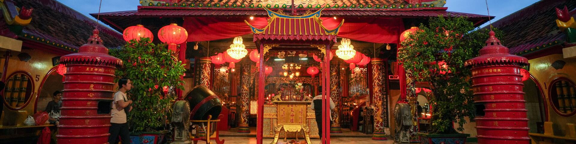 Tangerang, Indonesia - January 19, 2025: Boen Tek Bio Temple is the oldest temple in Tangerang. The atmosphere of the temple during Chinese New Year.
