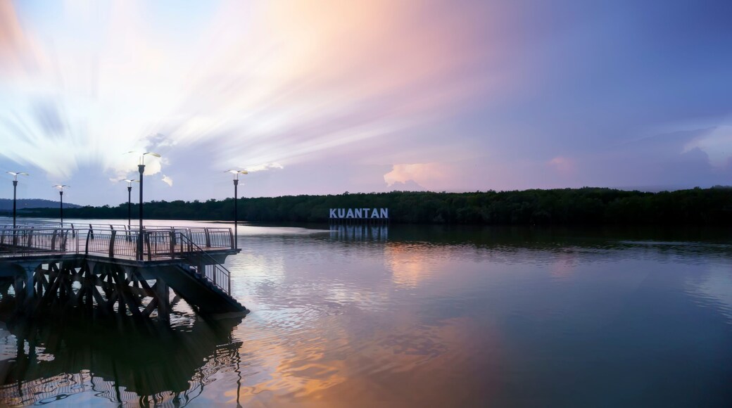 Sunrise on a river pier on the outskirts of Kuantan, Malaysia