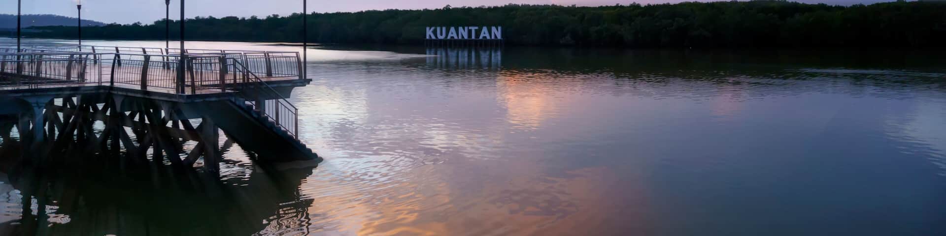Sunrise on a river pier on the outskirts of Kuantan, Malaysia