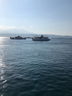 Across the sea.