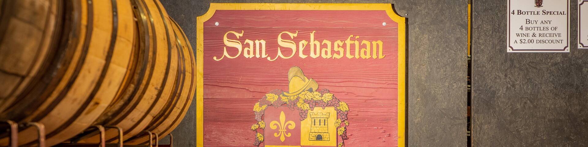 San Sebastian Winery featuring interior views and signage