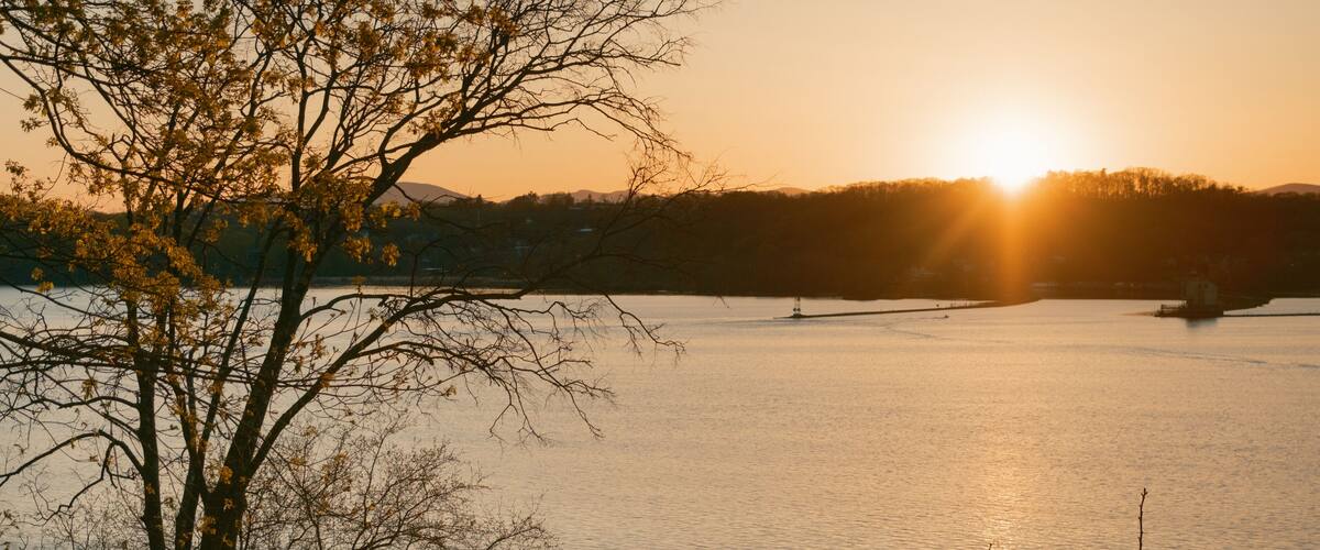 Sunset over the Hudson River from Rhinecliff, near Rhinebeck, New York